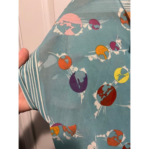 Vintage blue patterned sheer dress from Italy - Picture 2 of 3